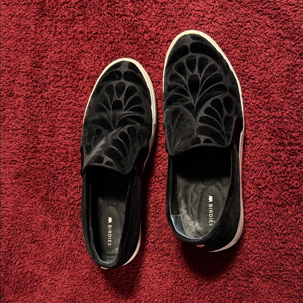 Birdies Black Velvet Slip-Ons